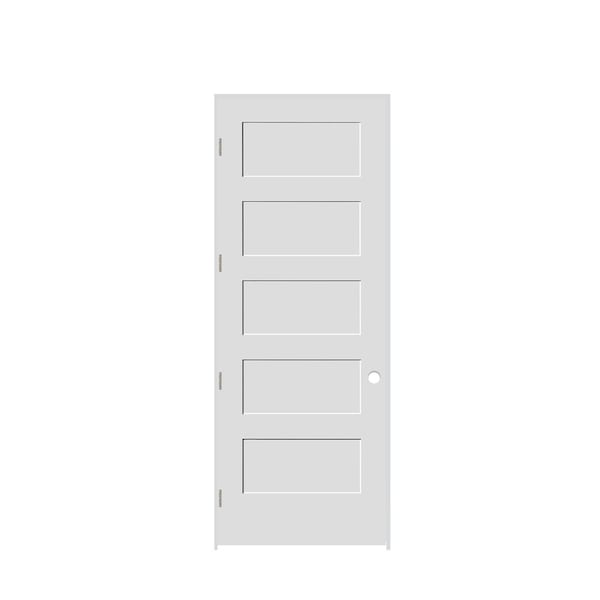 Codel Doors 32" x 96" x 1-3/8" Primed 5-Panel Equal Panel Interior Shaker 6-9/16" RH Prehung Door 2880pri8405RH156916 - main
